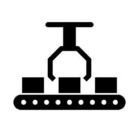 Manufacturing work automation silhouette icon. Industrial machinery. Robot arm. Vector. vector