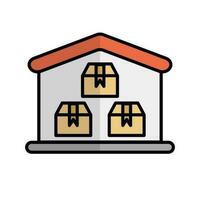Warehouse and cardboard package icon. Logistics warehouse. Vector. vector