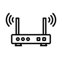 Router icon transmitting wireless signals. Internet access point. Vector. vector