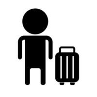 personas y maleta silueta icono. vector. vector