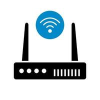 Wi-Fi router and Wi-Fi icon. Network router. Vector. vector