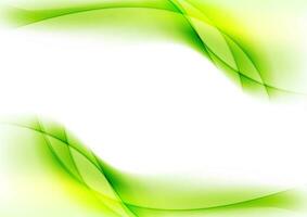 Bright green smooth liquid waves abstract shiny background vector