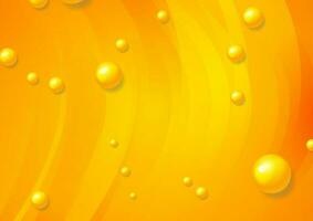 Orange wavy abstract background with 3d glossy beads vector