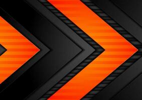 Abstract black orange arrows tech vector background