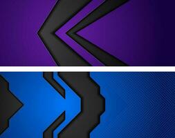 Blue and violet hi-tech abstract geometric banners vector