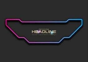 Abstract bright neon futuristic tech frame design vector