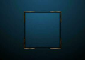 Dark blue and golden abstract square frame background vector