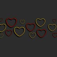 Bright red and yellow neon hearts abstract background vector