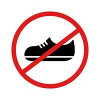 No shoes strictly prohibited sign. Shoes and stop mark. Vector. vector
