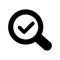 Checking magnifying glass silhouette icon. Inspection. Vector. vector