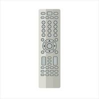 TV remote control device isolated on white background Television technology channel surfing equipment with icon buttons Technology Telecommunication Keyboard. Vector illustration.