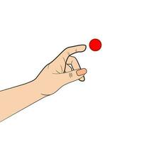 Hand pressing red button. Vector illustration flat design. Isolated on white background.