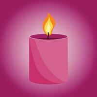 Aromatic candles flat vector illustration. Burning decorative pink wax candles isolated clipart on pink background. Relaxation, resting and aromatherapy design element.