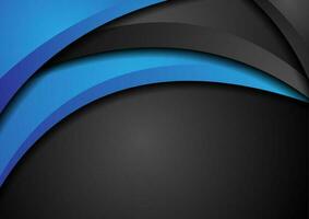 Blue and black contrast corporate waves background vector