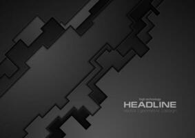 Dark black tech geometric background vector