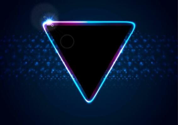 Retro neon 80s shiny triangle abstract background