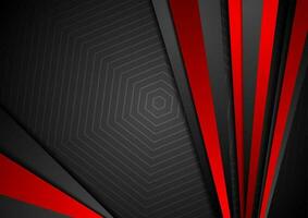 Tech black background with contrast red stripes vector