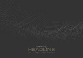 Dark grey abstract futuristic wavy dotted lines background vector