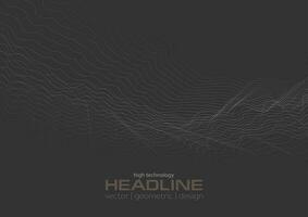 Dark grey abstract futuristic wavy dotted lines background vector