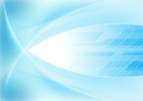 Bright blue abstract wavy tech background vector