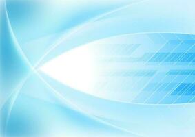 Bright blue abstract wavy tech background vector