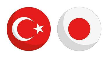 Round Turkish flag and round Japanese flag icon set. Vector. vector