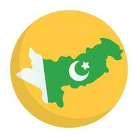 Flat design round Pakistan flag design Pakistan map. Vector. vector