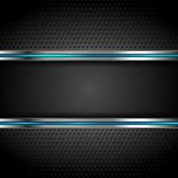 Technology metallic perforated background with blue stripes vector