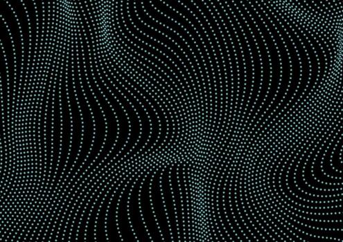 Futuristic refracted dotted lines waves abstract background vector