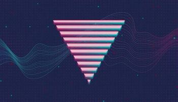 Abstract retro background with dots linear waves and triangle vector