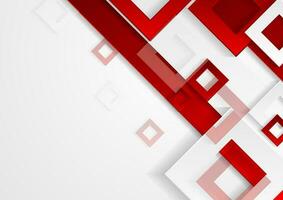 Red and grey abstract geometric squares tech background vector