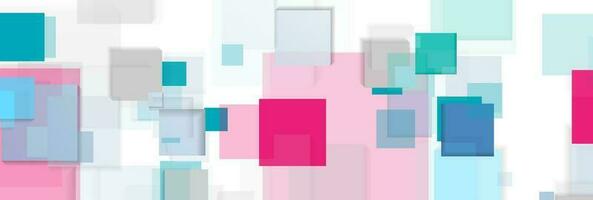 Cyan and pink squares tech abstract banner design vector