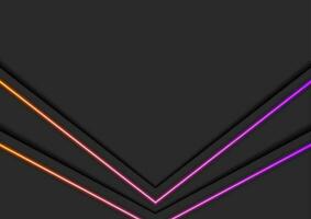 Black abstract tech background with neon lines vector