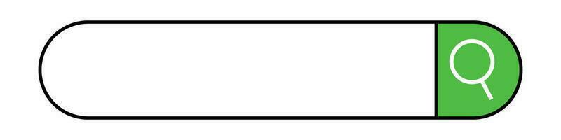 Green magnifying glass search button and rounded corner search bar. Web search icon. Vector. vector