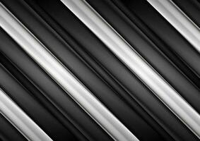 Black and white glossy stripes abstract tech background vector