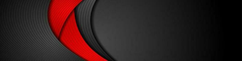 Red and black abstract wavy corporate banner design vector