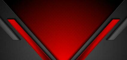 Black and red abstract tech geometric glossy background vector