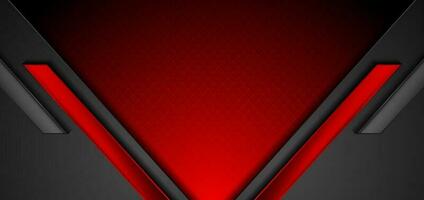 Black and red abstract tech geometric glossy background vector