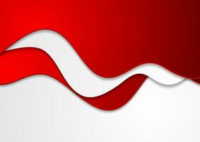 Red and white abstract wavy corporate vector background