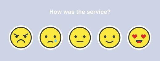 Reviews or rating scale with emoji representing different emotions vector