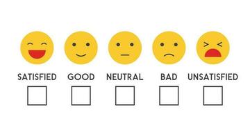 5 scale smile rating Feedback emoji face of customer satisfaction concept vector