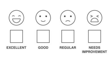 4 scale smile rating Feedback emoji face of customer satisfaction concept vector