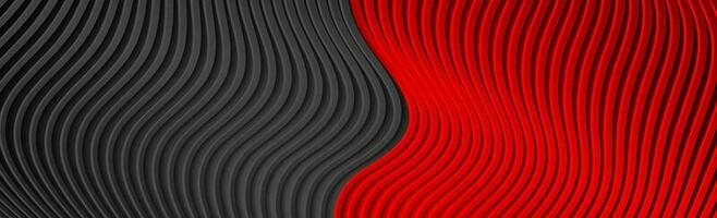 Abstract banner with contrast red black refracted geometric waves vector