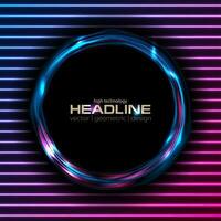 Glowing liquid rings and neon lines abstract background vector
