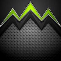 Technology metallic perforated background with green arrows vector