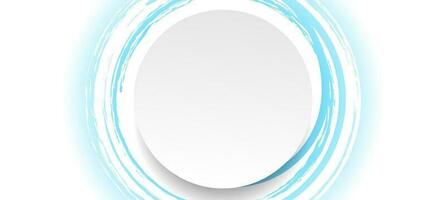 White and blue grunge circle frame label background vector