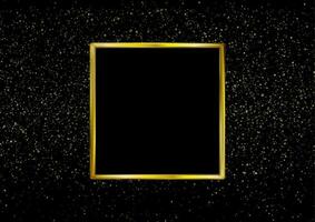 Golden square frame and shiny glowing bokeh lights vector