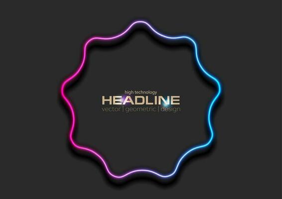 Blue purple curved wavy circle abstract neon background