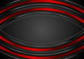 Red and black tech glossy curved stripes abstract background vector