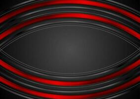 Red and black tech glossy curved stripes abstract background vector